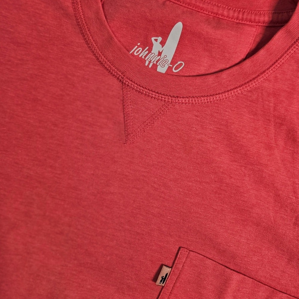 Johnnie O Pocket T Shirt Short Sleeve Casual Preppy Mens XL Coral V-Stitch Crew